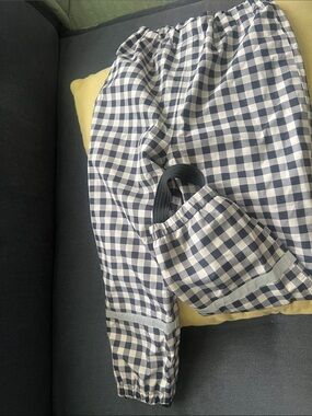 H&M Navy and White Gingham Kids Rain Pants